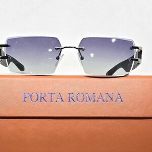Porta Romana Gray GRADIENT  Sunglasses with WOODEN TEMPLES